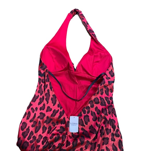 LE CHÂTEAU NWT RED ANIMAL PRINT HALTER TOP LOW-CUT BACK DRESS Size XL - Picture 10 of 16